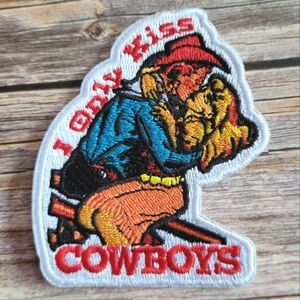 I Only Kiss Cowboys Southern Southwestern Western 80s Retro Embroidered Patch